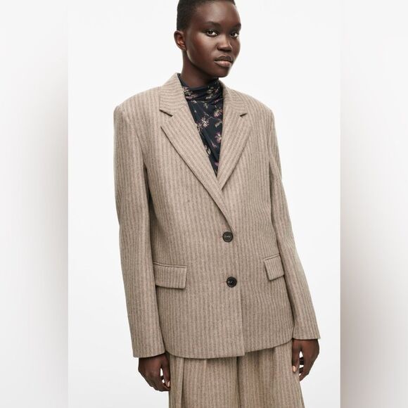 Zara Limited Edition 2021 Pinstripe Menswear Style Blazer Jacket - Picture 1 of 12